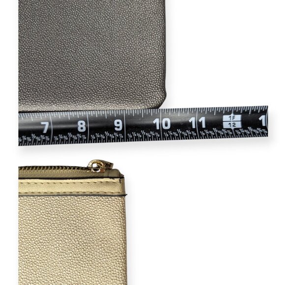 Ellen Tracy Two Piece Stingray Wristlet Set Pewter & Gold Wallet - Picture 9 of 11